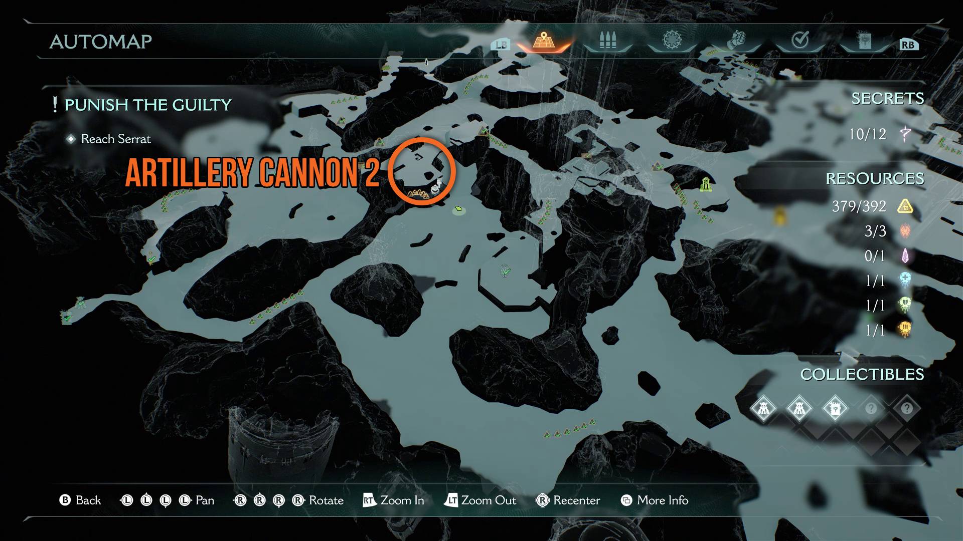 Doom The Dark Ages artillery cannon 2 in Resurrection marked on map