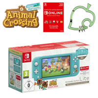 Nintendo Switch Lite Animal Crossing: New Horizons Timmy & Tommy Aloha Edition + Nintendo Switch Online Membership + Animal Crossing: New Horizons Carabiner Keyring