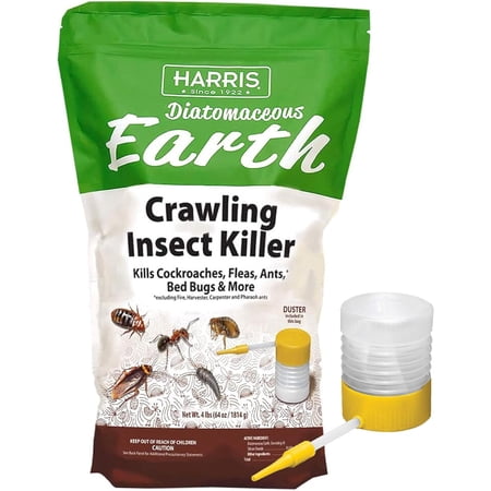 Harris Diatomaceous Earth Crawling Insect Killer, 4lb With Powder Duster Included Inside the Bag
