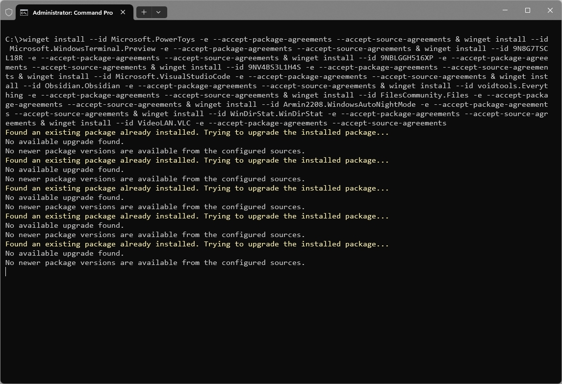 WinGet install multiple apps