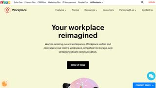Website screenshot for Zoho Workplace