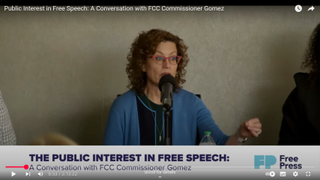 FCC commissioner Anna Gomez speaking at Free Press forum.