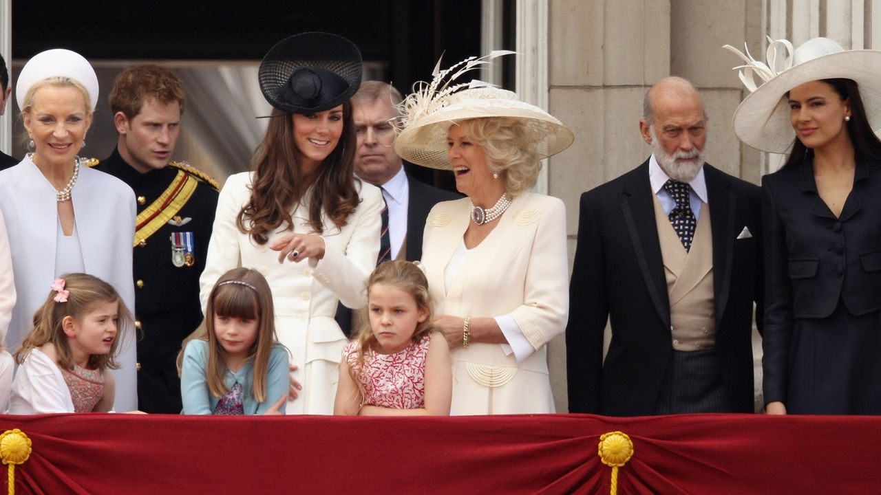 Princess Michael of Kent, Prince Harry, Catherine, the Duchess of Cambridge, Camilla, Duchess of Cornwall, Prince Michael of Kent and Sophie Winkleman, Lady Frederick Windsor, celebrate the Queen&#039;s official birthday by taking part in the Trooping the Colour parade on June 11, 2011 in London, England. The ceremony of Trooping the Colour is believed to have first been performed during the reign of King Charles II. In 1748, it was decided that the parade would be used to mark the official birthday of the Sovereign. More than 600 guardsmen and cavalry make up the parade, a celebration of the Sovereign&#039;s official birthday, although the Queen&#039;s actual birthday is on 21 April.