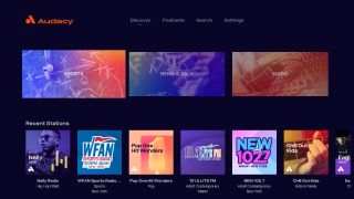 A screenshot of the now-gone Audacy app on Roku TV