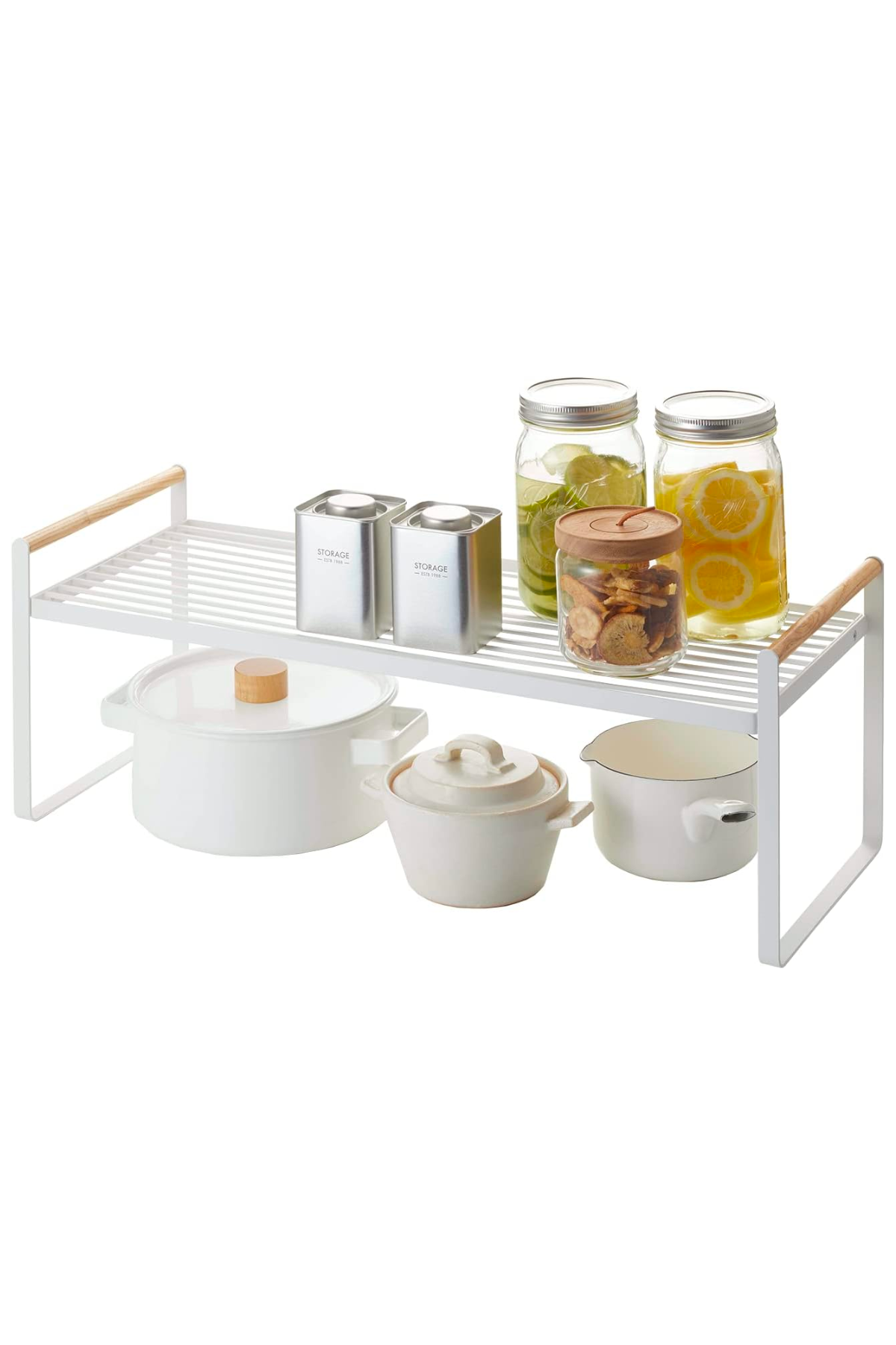 YAMAZAKI home Wired Organizer Rack-Kitchen Storage Shelves, One Size, White - 3803
