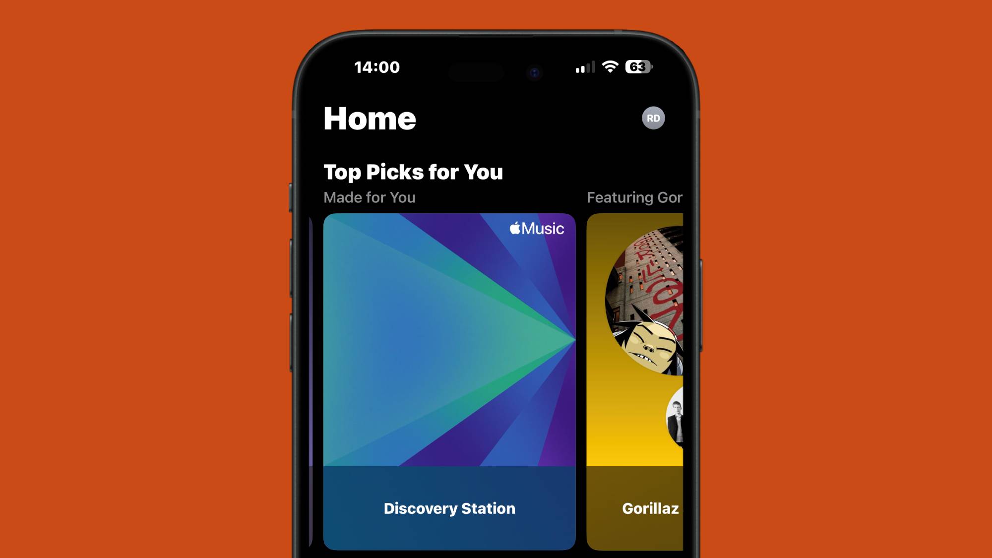 A screenshot of the Apple Music discovery station