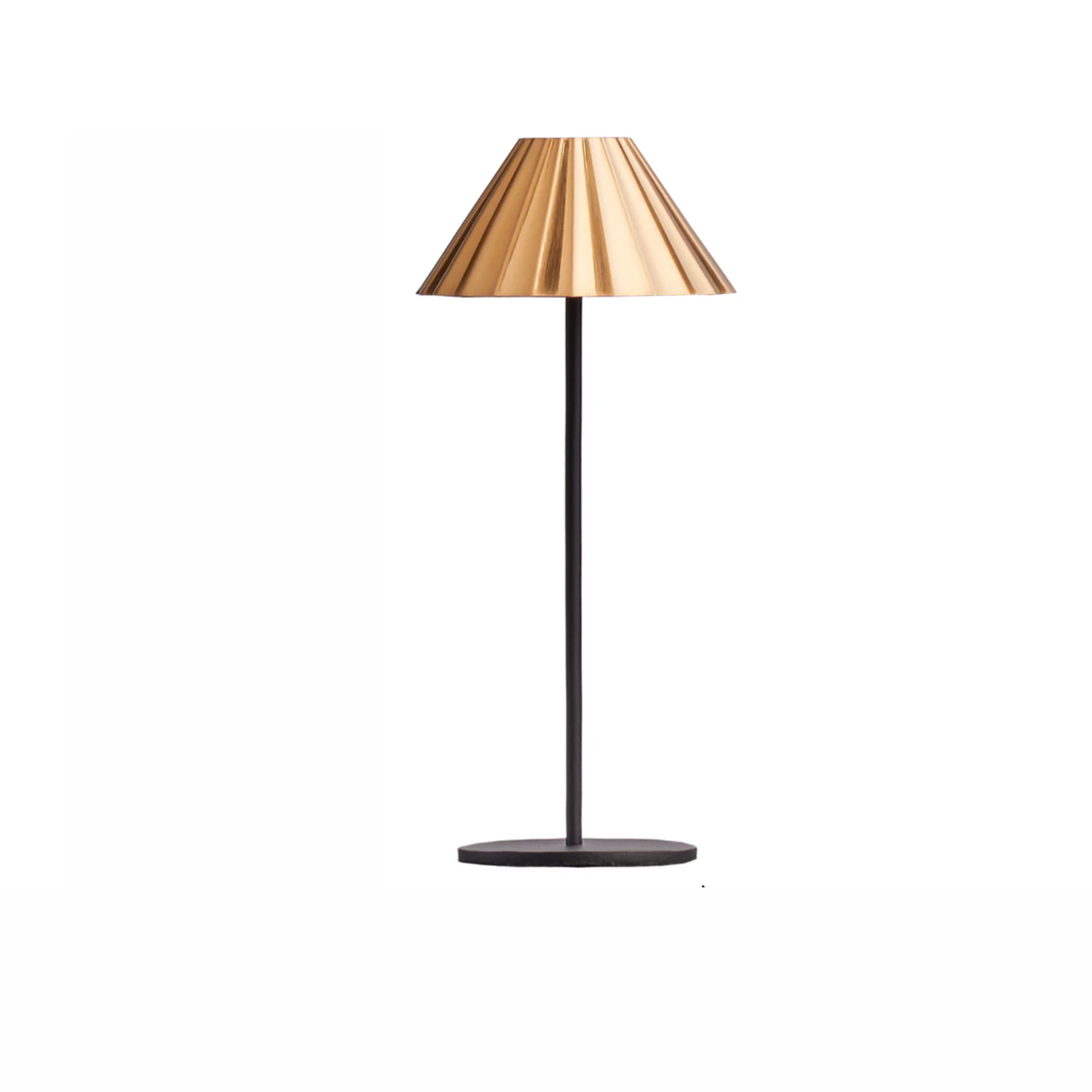 Twinky Rechargeable Table Lamp in Black With a Brass Hood