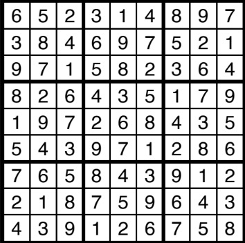 A solved sudoku.
