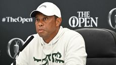 Tiger Woods speaks to the media at The Open