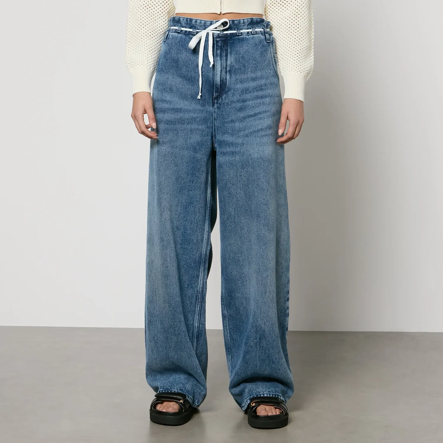 Marant Etoile Jordy Whiskered Denim Wide-Leg Jeans