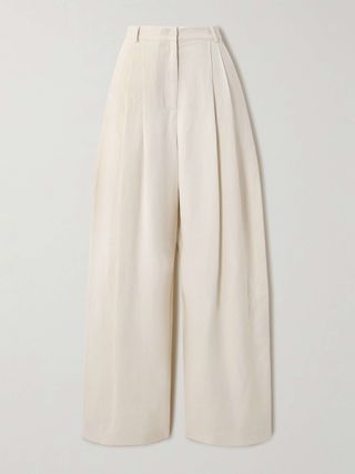 Piper Pleated Twill Wide-Leg Pants