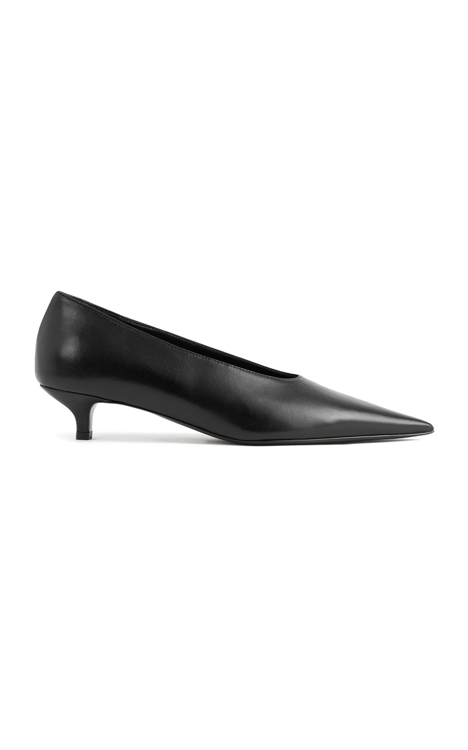 Sharp Leather Kitten-Heel Pumps
