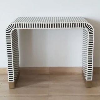 Handmade Wooden Bone Inlay Modern Waterfall / Stripped Pattern Console Table With Free Gift.