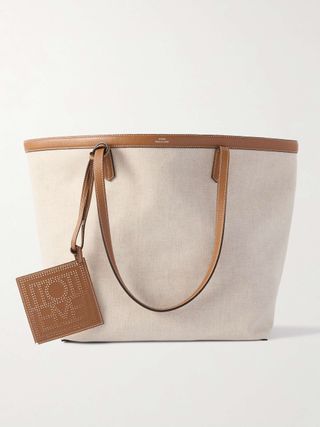 Leather-Trimmed Canvas Tote