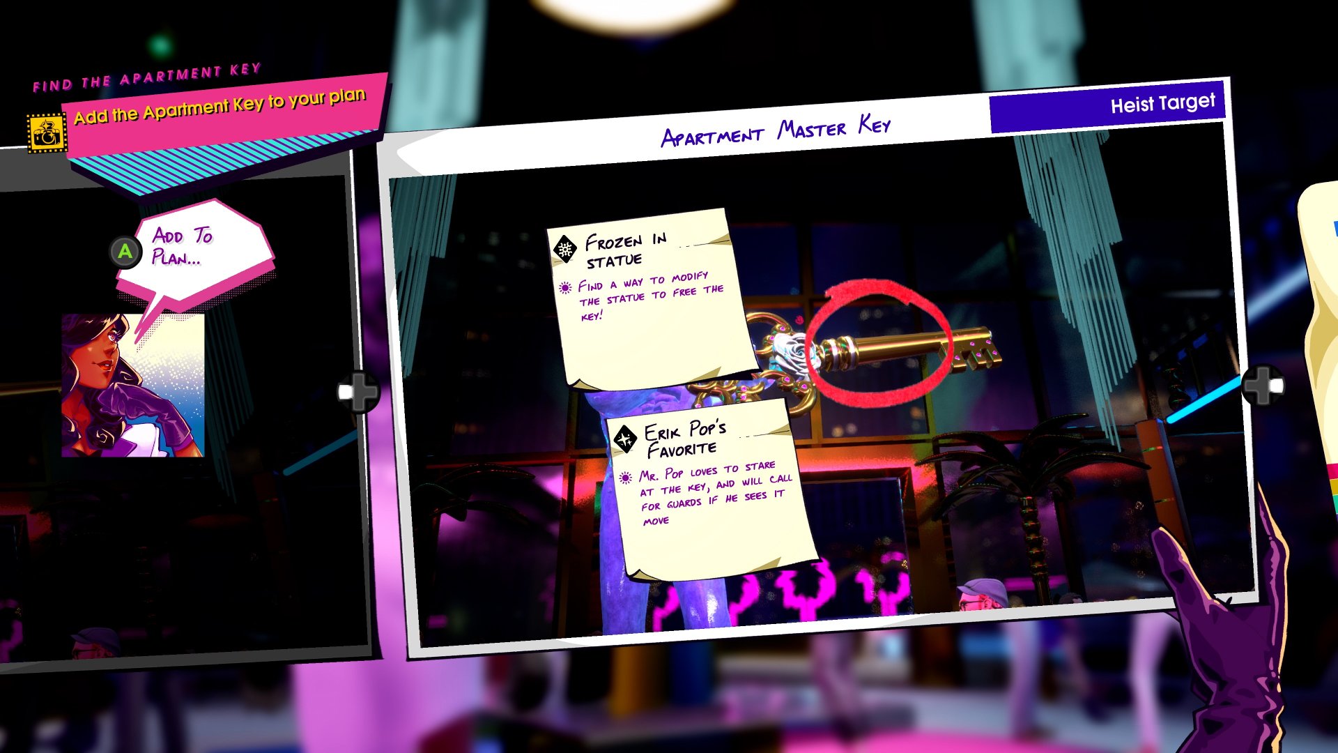 Snap and Grab screenshot showing a photograph with post-it notes detailing plans to swipe a key
