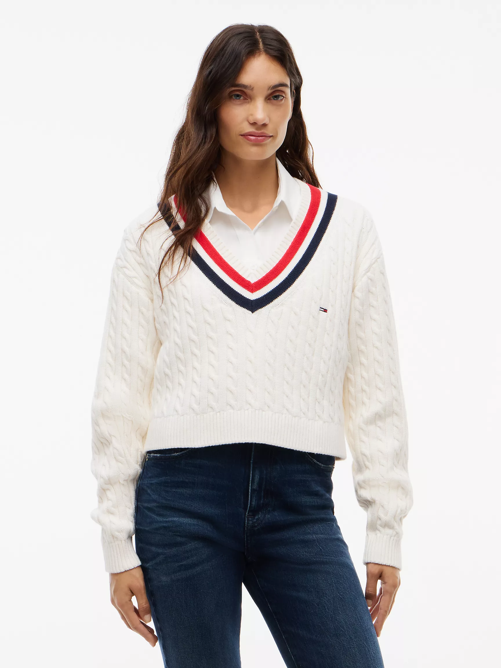Tommy Hilfiger, Tommy Jeans Cable Knit Cricket Sweater