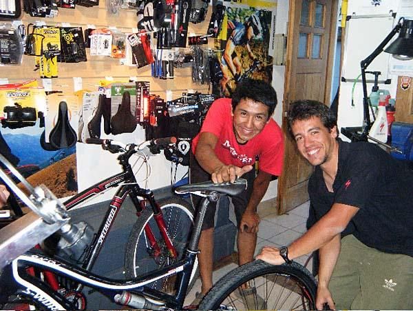 Adventure Store Specialized shop in San Martin de los Andes took super good care to get Rebecca Rusch's bike race ready.