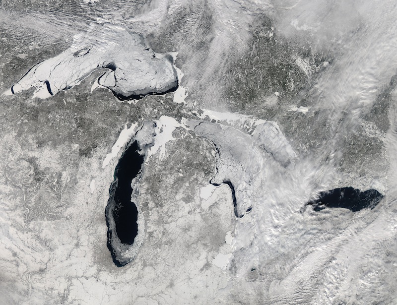 Frozen Great Lakes Seen from Space