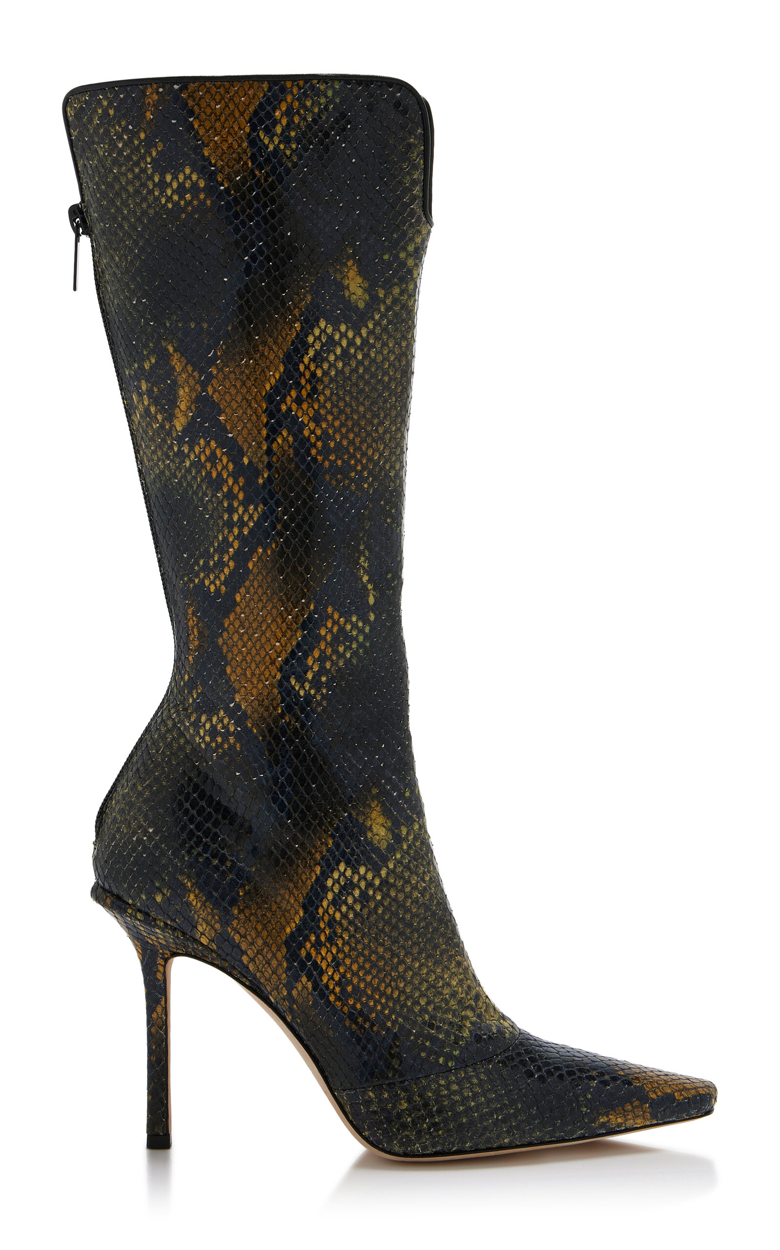 2000 Python-Effect Leather Knee Boots