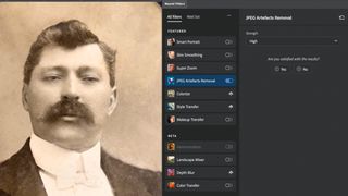 Screenshot of Photoshop being used for old photo restoration