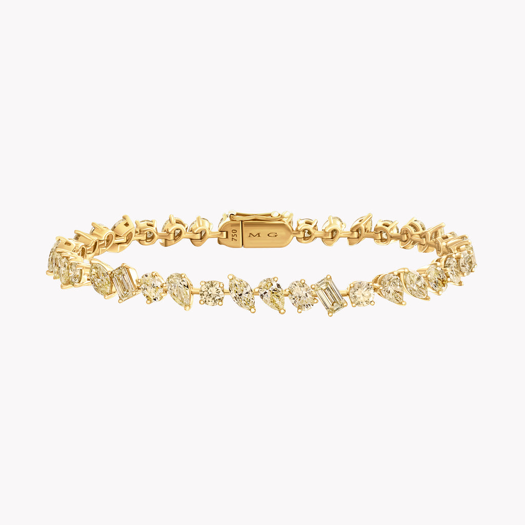 Multi-Shape Slant Yellow Diamond Tennis Bracelet