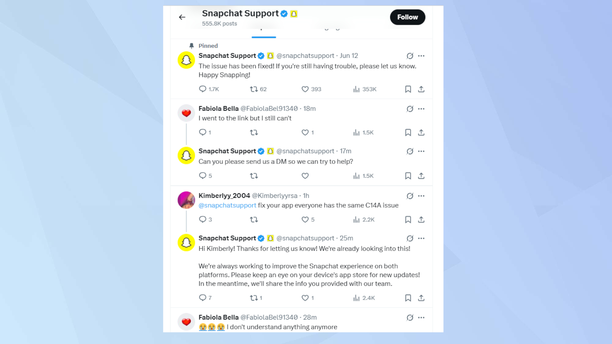Snapchat Support conversations