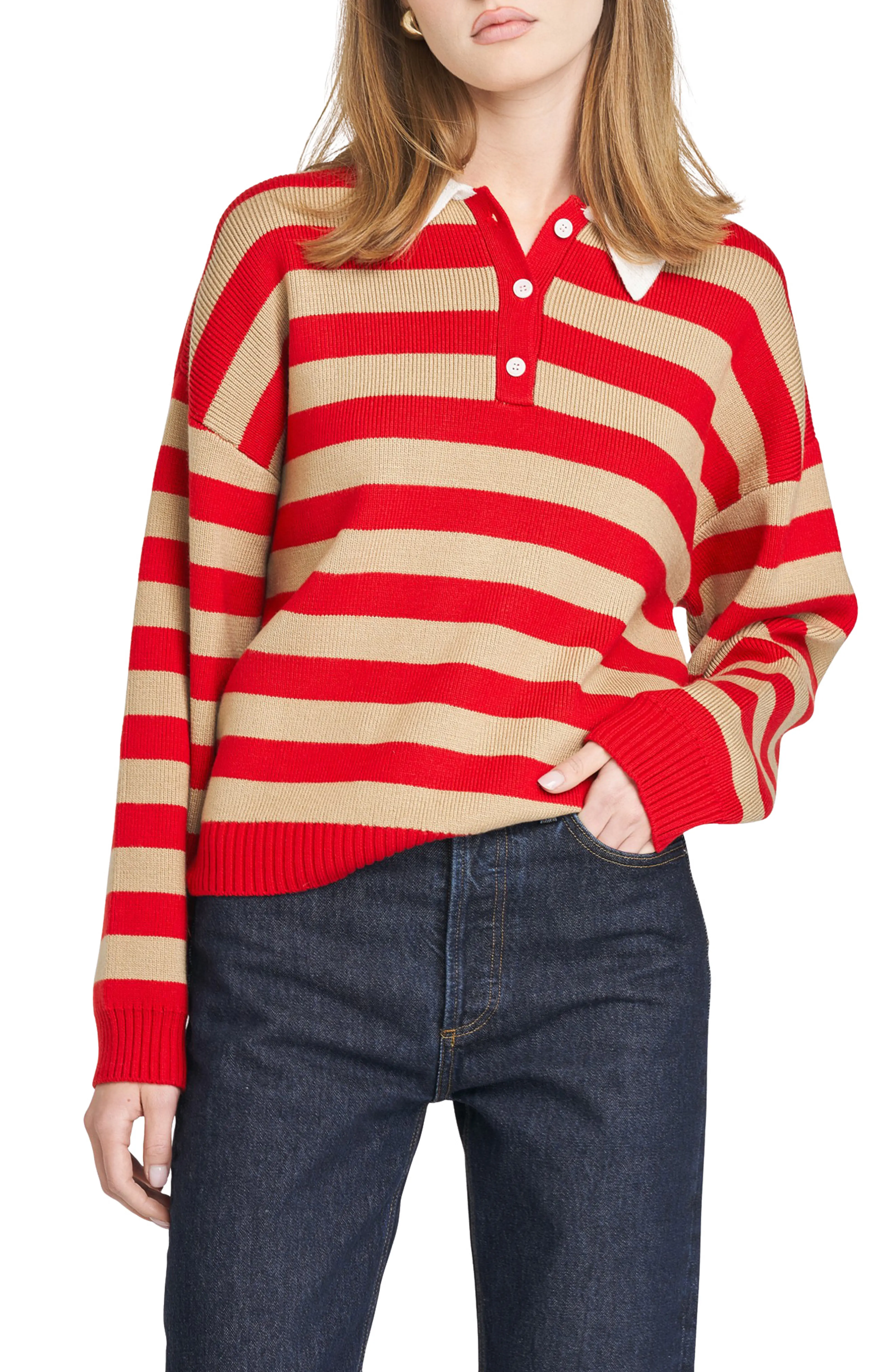 WAYF, Logan Stripe Polo Sweater