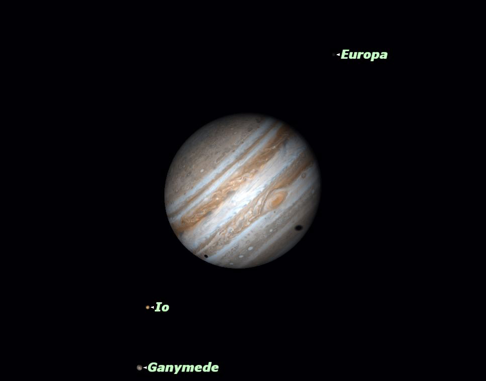 Jupiter&#039;s Moons Sky Map August 2012