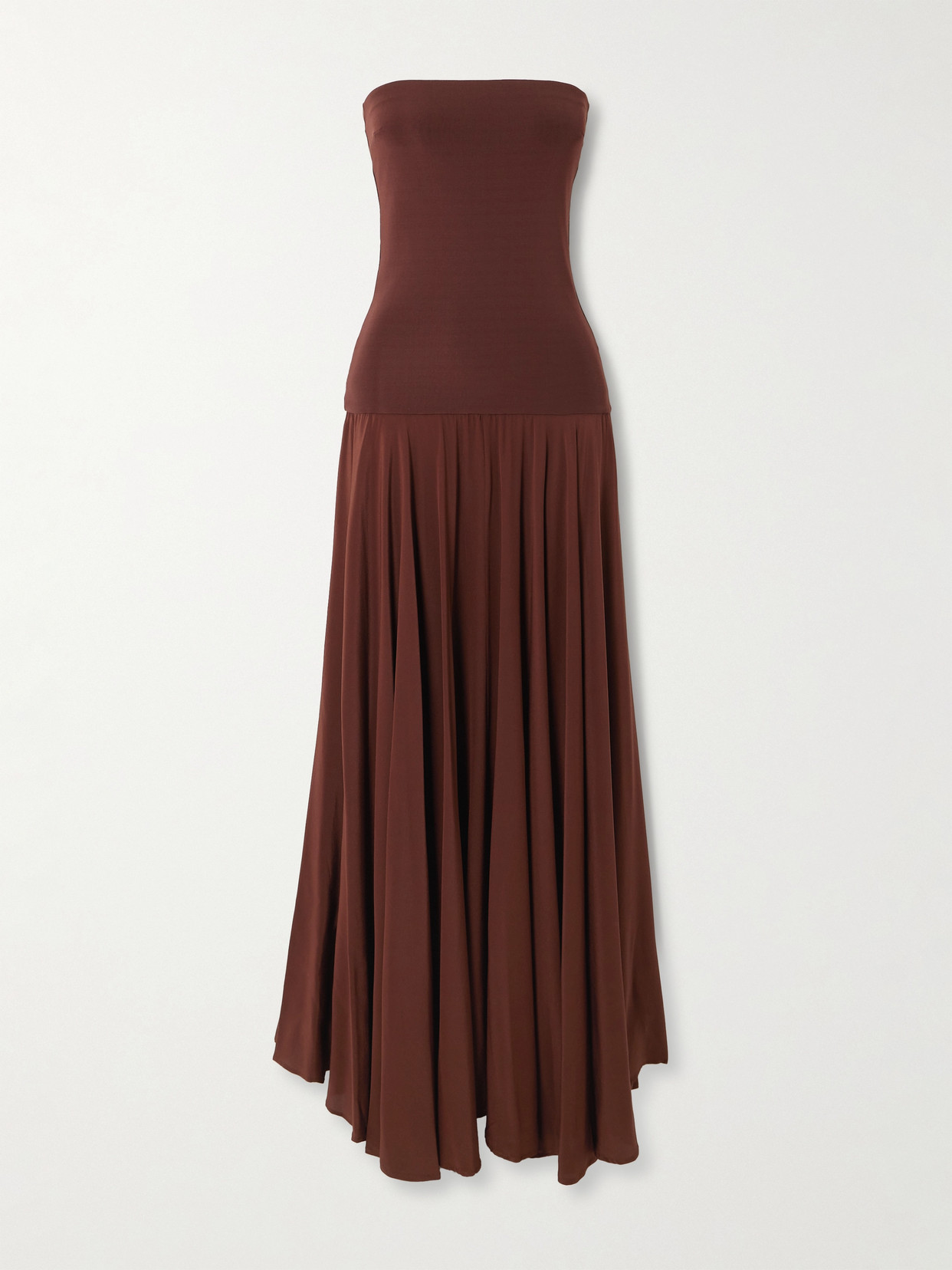 Illi Strapless Knitted and Silk Crepe De Chine Maxi Dress