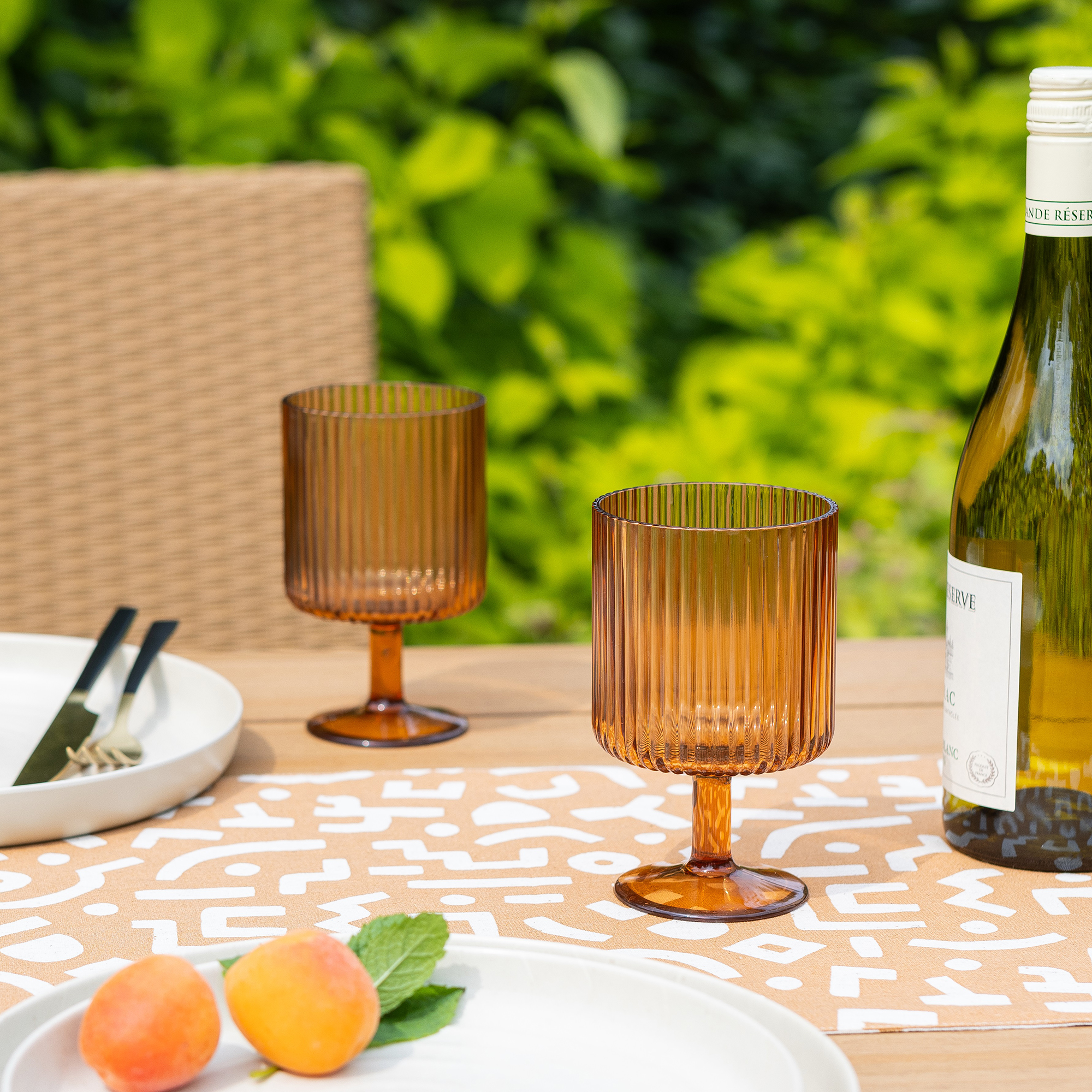 Amber glasses from Habitat on table
