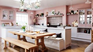 pink kitchen diner