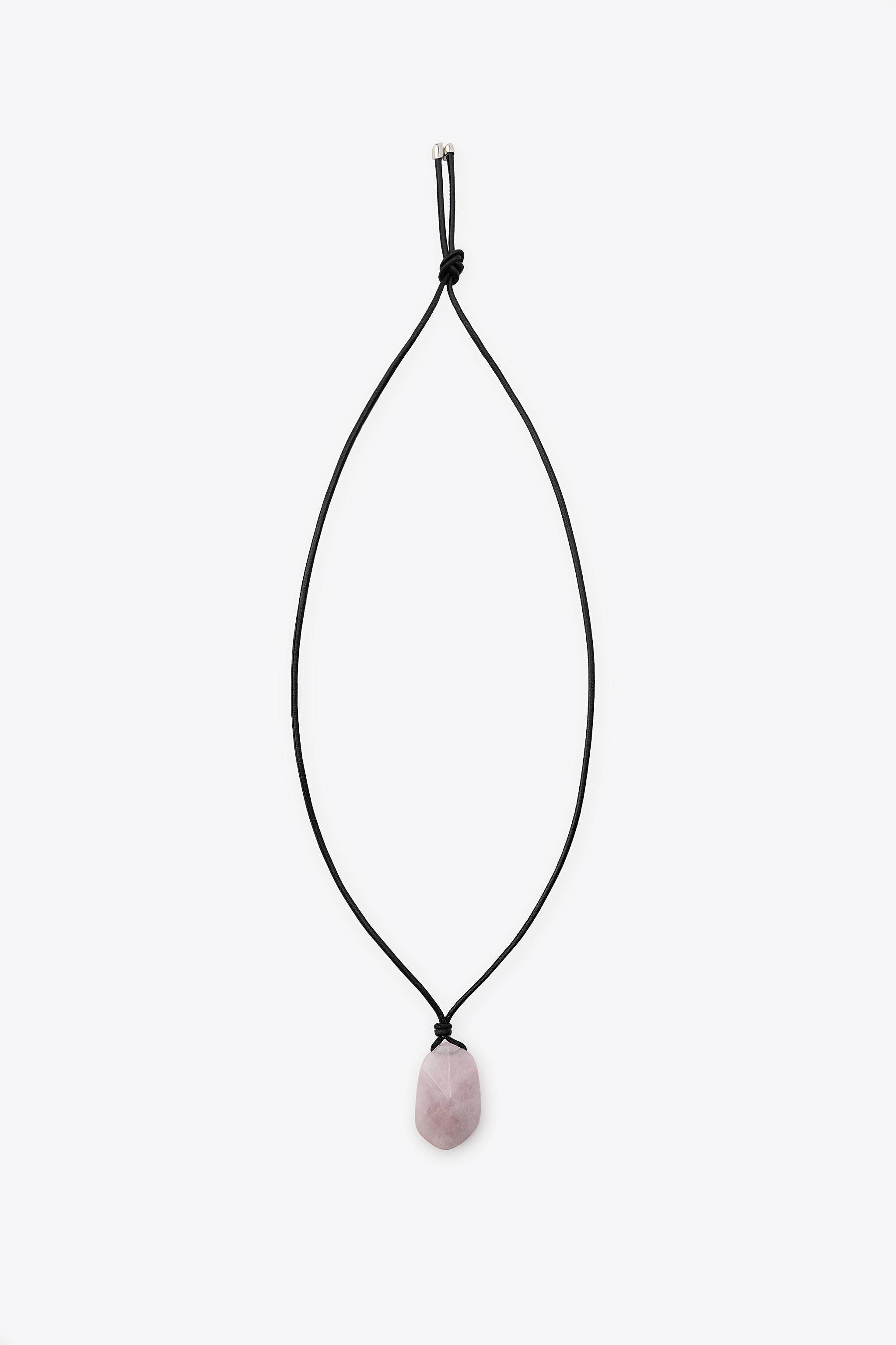 Leather Cord Stone Necklace