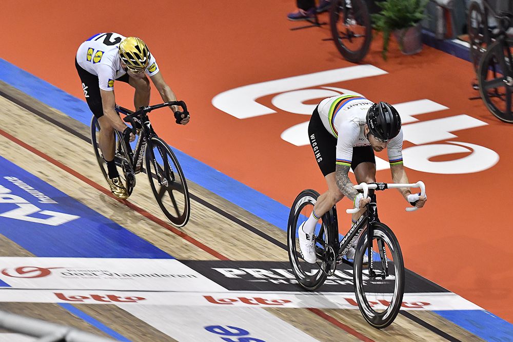 Bradley Wiggins and Elia Viviani