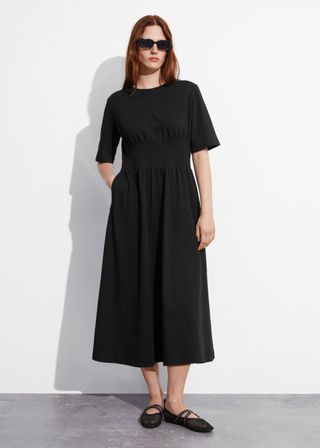 Short-Sleeve Midi Dress