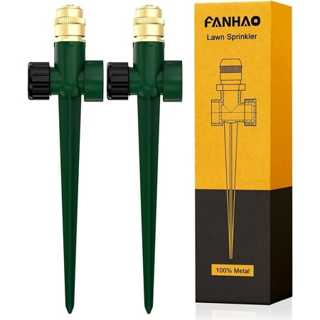 Fanhao 2 Pack Metal Lawn Sprinkler for Yard, 360 Degree Coverage,garden Irrigation for Lawn