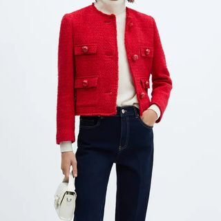Brigitte Macron red tweed jacket