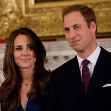 Kate Middleton and Prince William pose at their engagement photocall in 2010