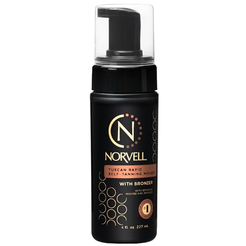 Norvell Tuscan Rapid Self Tanner Mousse 4 Fl Oz With Bronzer, Coconut Paradise Scent &amp;ndash; Self Tanning Foam for a Natural Sun Kissed Glow &amp;ndash; Anti Aging Sunless Tanner Foam for Smooth, Radiant Skin