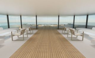 Wooden deck of yacht