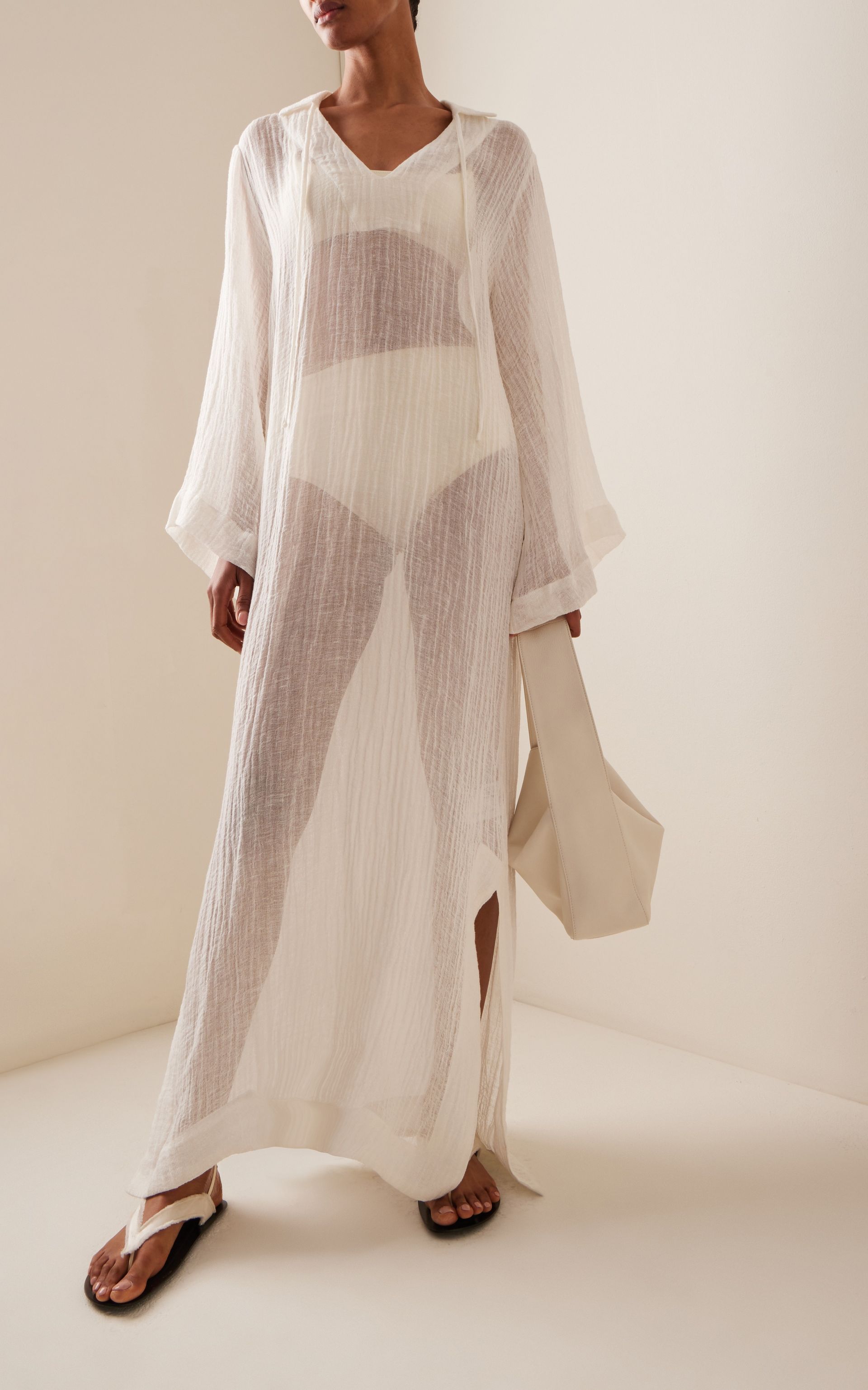 Linen-Blend Gauze Tunic Caftan