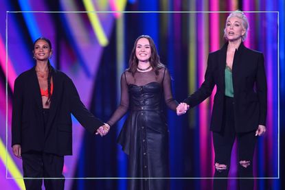 2023 Eurovision presenters Hannah Waddingham, Alesha Dixon and Julia Sanina on stage