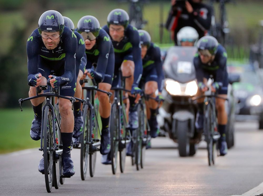 Movistar en route to winning stage 2 at Volta a Catalunya