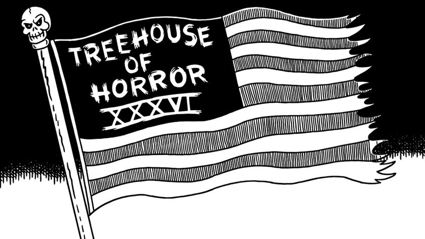 Black and white flag in The Simpsons Treehouse of Horror XXXVI