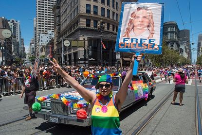 A supporter of Chelsea Manning at San Francisco's Pride Parade.