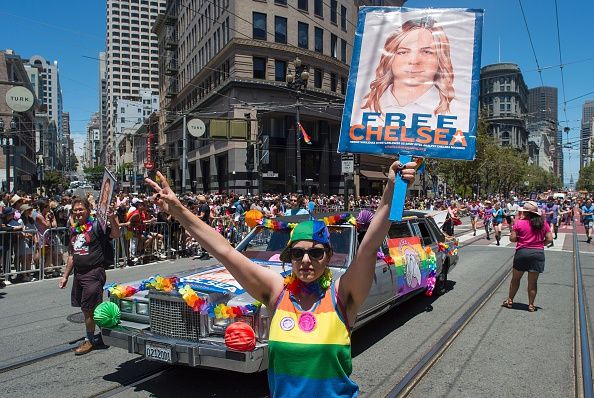 A supporter of Chelsea Manning at San Francisco&amp;#039;s Pride Parade.