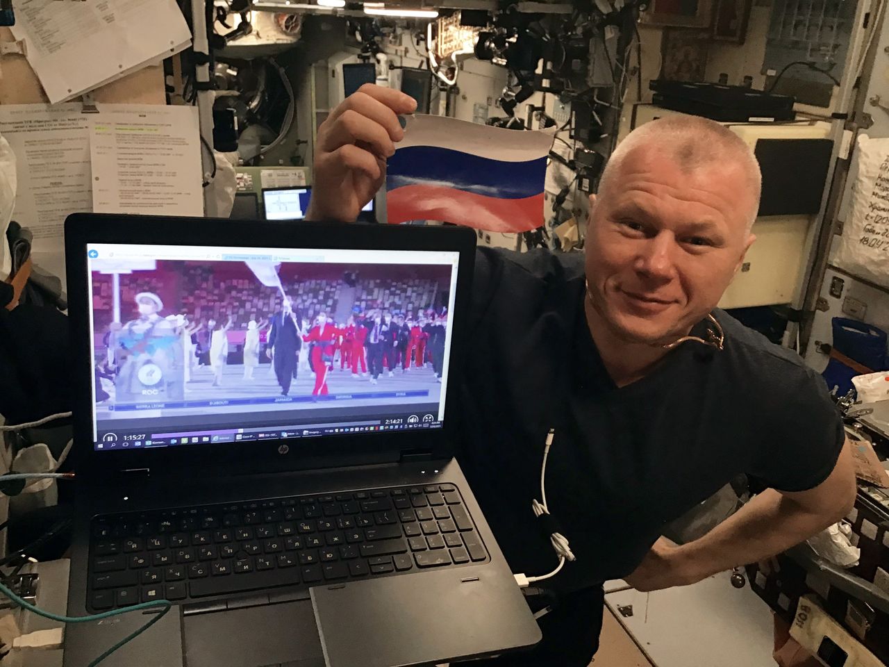 Oleg Novitskyi watching the Olympics opening ceremony