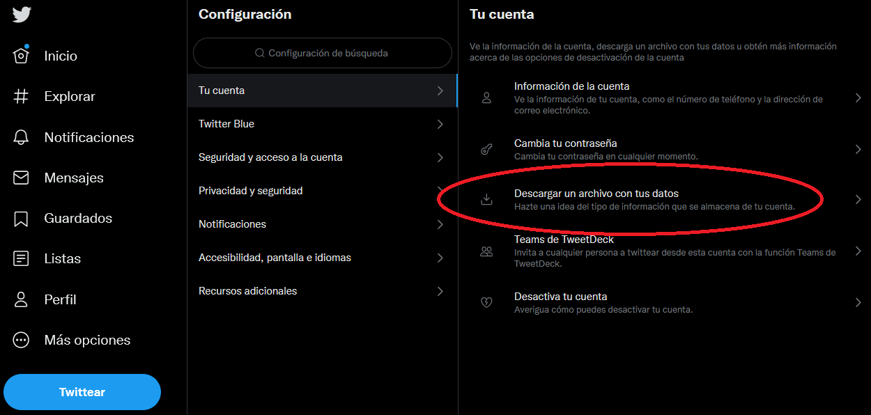 Descragar datos twitter