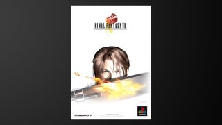 Box art for Final Fantasy VIII, showing Squall holding gunblade