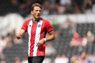 Sander Berge of Sheffield United looks on during the pre-season friendly match between Derby County and Sheffield United at Pride Park on July 29, 2023 in Derby, England. (Photo by Michael Regan/Getty Images)