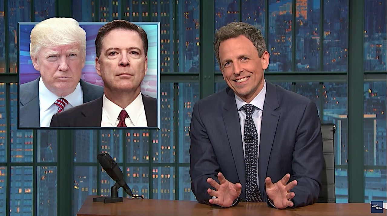 Seth Meyers laughs at Trump v Comey